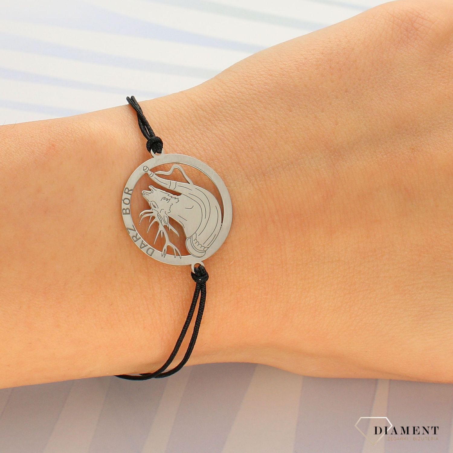 Bransoletka na sznureczku Darz Bór 'Jeleń z rogiem' DIA-BRA-BR2 R386.jpg